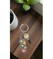 Miyuki Boncuk El Yapımı Olimpiyat Bayrağı ve Tenis Raketi Anahtarlık/Çanta Süsü 3