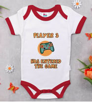 BK Kids Player 3 Tasarımlı Kırmızı Bebek Body Zıbın-1