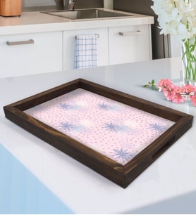 BK Gift Modern Art Tasarımlı Doğal Ahşap Tepsi-6