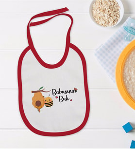BK Kids Babasının Balı Tasarımlı Kırmızı Bebek Mama Önlüğü-1