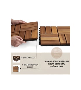 1 adet 30x30 cm Tik Karo Deck Teak Yer Karosu Masif Ahşap Sudan Etkilenmez Bahçe Banyo Parkesi