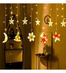 VIP DELUXE 3 METRE YILDIZLI NOEL SALKIM LED IŞIK LED ÇAM AĞACI KAR TANESİ ÇORAP AY YILDIZ FİRGÜRLÜ