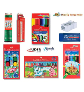 FABER CASTELL KURU SULU PASTEL KEÇELİ 12 RENK 8 PARÇA OKUL BOYA