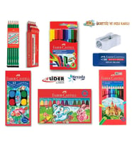 FABER CASTELL KURU SULU PASTEL KEÇELİ 12 RENK 8 PARÇA OKUL BOYA