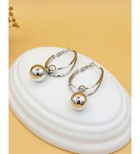 Sphere İkili Halka Hafif Silver Küpe