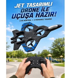 Jet Tasarımlı Uzaktan Kumandalı Drone 4 Pervaneli 2.4G 360 Derece Takla LED Işıklı Uçak