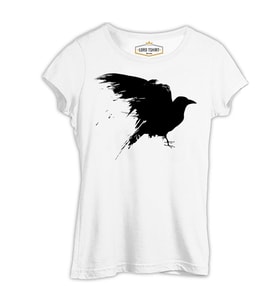 Crows on Trees Beyaz Kadın Tshirt