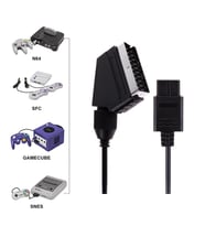 Nintendo SNES Gamecube N64 Oyun Konsolu TV Scart Kablosu RGB Kablo 1.8m (Siyah)