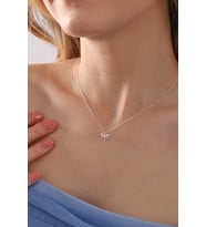 925 Ayar Gümüş Zincirli Zirkon Taşlı Minimal Yusufçuk Model Kolye
