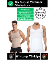 #Korse Kıyafet Altında Belli Olmaz Dik Duruşa Yardımcı Göğüs Karın Sıkılaştıran Erkek Korse 4'lü Set