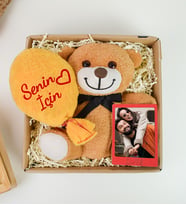 Kişiye Özel Fotoğraflı Love Çerçeve ve Senin İçin Sevimli Ayıcık