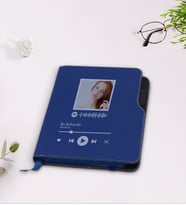 BK Gift Kişiye Özel Spotify Tasarımlı Lacivert Termo Deri Defter-1