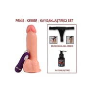 19,5 cm Belden Bağlamalı Titreşimli Realistik Dildo Penis Set Mr.Owl