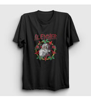 Presmono Unisex Siyah Sleigher Slayer Noel Baba Metal Yılbaşı T-Shirt 364930tt