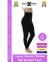 #Tayt 2 Beden Küçülten Diz İz Yapmayan Kaymaz Toparlayıcı Lazer Kesim Yüksek Bel Korseli Tayt