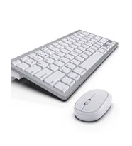 Mini IOS Android Windows Uyumlu 2.4G+BT5.2+BT3.0 Bluetooth Klavye Mouse Seti (Beyaz-Gri)