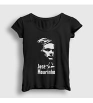 Presmono Kadın Siyah Godfather Jose Mourinho T-Shirt 429883tt