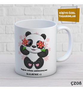 Panda Çizgi Film Karakterli Kişiye Özel Kupa  Bardak