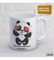 Panda Çizgi Film Karakterli Kişiye Özel Kupa  Bardak