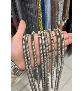 Hematit Taşı Rondela Kesim Mat Titanyum 8x2mm Doğal Taş Dizi