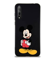 Huawei Y8P Soft Premier Kapak Mickey Mouse-E Tasarımlı Silikon Kılıf - Siyah (Şeffaf)