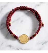 Altın Kaplama Ata Liralı Bordo İpli Bileklik BLK-1242 (Gold)