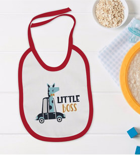 BK Kids Little Boss Tasarımlı Kırmızı Bebek Mama Önlüğü-1