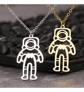 Kişiye Özel 925 Ayar Gümüş Astronot Kolye (Gold)