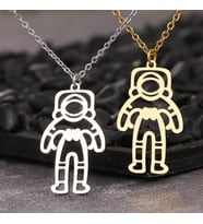 Kişiye Özel 925 Ayar Gümüş Astronot Kolye (Gold)