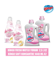 Bingo Fresh Yüzey Temizleyici Mutlu Yuvam 2,5 L 2'li + Bingo Soft Konsantre Yumuşatıcı Manolya 1440 ml 2'li