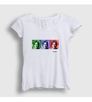 Presmono Kadın Beyaz Portraits Beatles John Lennon T-Shirt 35068tt (Beyaz)