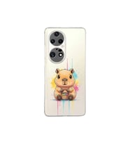 Huawei P50 Pro ile Uyumlu Splash Kapibara Tasarımlı Şeffaf Silikon Kılıf