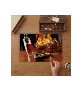 Şarap ve Şömine Manzarası Tasarımı 240 parça Ahşap Puzzle Ahşap Kutuda MP01629