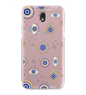 PrintiFy Samsung Galaxy J7 Pro ile Uyumlu Nazar Boncuğu 5  Kamera Korumalı Şeffaf Silikon Kılıf