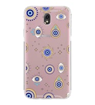 PrintiFy Samsung Galaxy J7 Pro ile Uyumlu Nazar Boncuğu 5  Kamera Korumalı Şeffaf Silikon Kılıf