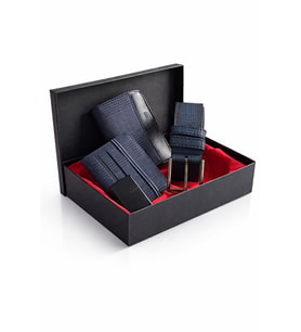 Premium Şık Tasarım Lüks Özel Seri Dikey Ekose Desenli Cüzdan Kemer Çakmak ve Kartlık Hediye Seti