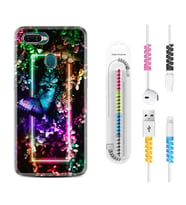Oppo A5S A15 A16 A54 A55 A73 A74 Kılıf Kablo Koruma Spiral Silikon Butterfly Neon 1684