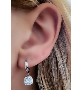 Pırlanta ışıltısında swarovski taşlı gümüş sallantili halka küpe 1cm