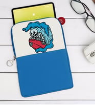 BK Gift Sörfçü İskelet Tasarımlı Taşınabilir Koruyucu Tablet Kılıfı & Organizer Çanta - Mavi-1