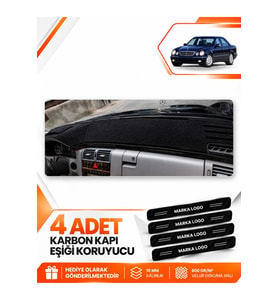 MERCEDES W210 E200 (1995-2002) Uyumlu Ön Torpido Koruma Kılıfı Halısı - Siyah