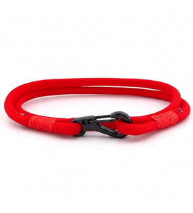 KIRMIZI PARACORD METAL KANCA İKİ SIRA SARMA ERKEK BİLEKLİK M011N