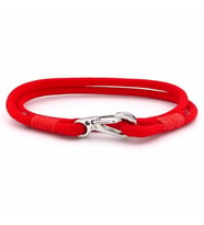 KIRMIZI PARACORD METAL KANCA İKİ SIRA SARMA ERKEK BİLEKLİK M011N