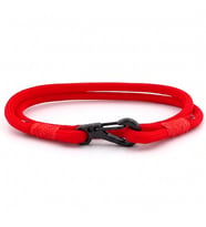 KIRMIZI PARACORD METAL KANCA İKİ SIRA SARMA ERKEK BİLEKLİK M011N