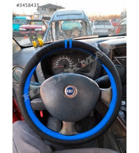 Fiat Palio Dikme Direksiyon Kılıfı Parlak Siyah Mavi Detaylı Mavi Çift Yüzük ve Dikiş 2002-2012