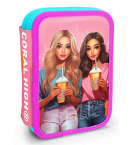 Coral High İki Katlı Organizer Kalemlik - Pembe Kırmızı Fashion Girl, Kız Çocuk, Pembe Kırmızı Fashion Girl (Çok Renkli)