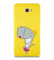 Samsung Galaxy J7 Prime Soft Premier Kapak Pearl Yengeç Tasarımlı Silikon Kılıf - Sarı (Şeffaf)