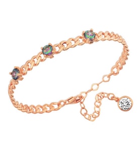 ZİNCİR GÖRÜNÜMLÜ MİSTİK TOPAZ 925 AYAR GÜMÜŞ BİLEKLİK (Karışık)