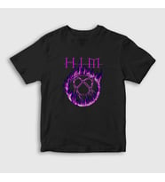 Presmono Unisex Çocuk Siyah Flames Logo Him T-Shirt 80512tt