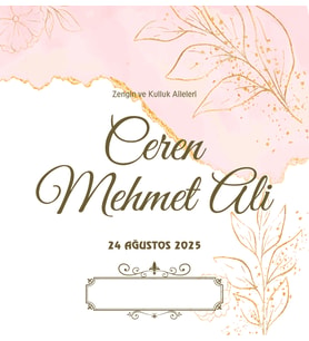 Nikah Nişan Düğün Davetiyesi Kare İkiz İp Bağlamalı 5055