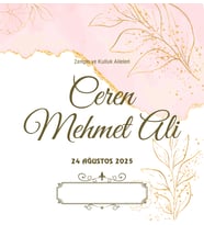 Nikah Nişan Düğün Davetiyesi Kare İkiz İp Bağlamalı 5055